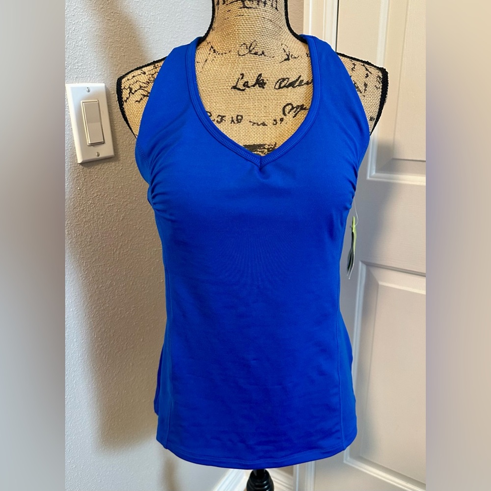 NEW Blue Gap Fitness Workout Tank with Built-In Bra, Size Large